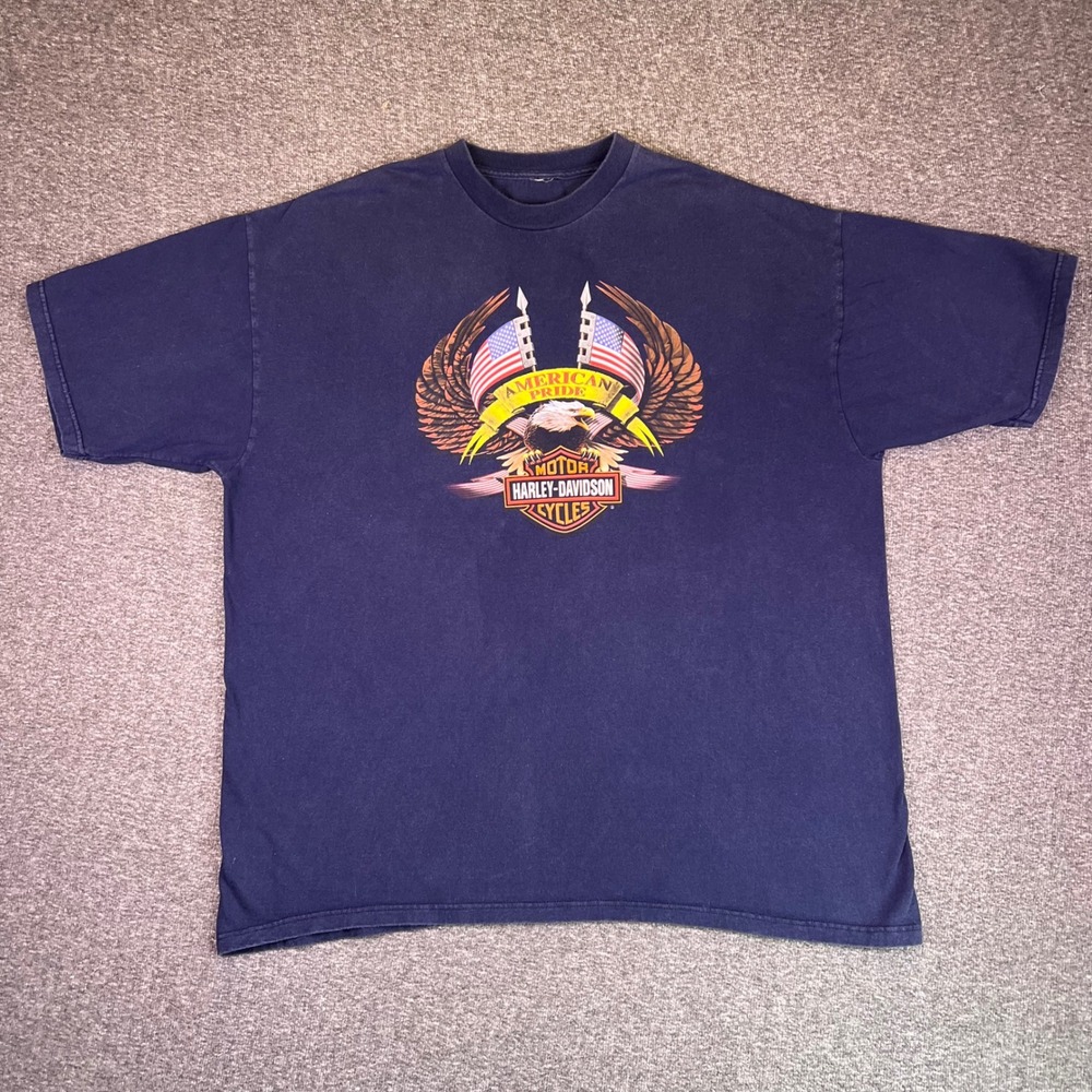 Vintage Harley Davidson American Pride Eagle Wing Shirt 3XL Charlotte NC Graphic